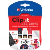 Verbatim 8gb Clip-it Usb Drive 3-pack