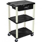 Luxor Wt42 3-shelf Cart With Drawer Black Putty Legs