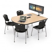 Balt Mediaspace Collaboration Table - Fusion Maple, Black Edge, Platinum Legs