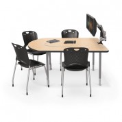 Balt Mediaspace Collaboration Table - Fusion Maple, Black Edge, Platinum Legs