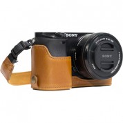 Megagear Leather Camera Case For Sony Alpha A5100 Light Brown