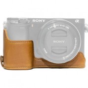 Megagear Leather Camera Case For Sony Alpha A5100 Light Brown