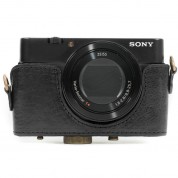 Leather Camera Case For Sony Dsc-rx100 Vi, V & Iv - Black