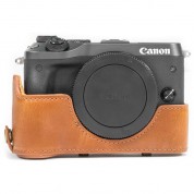 Canon Eos M6 Pu Leather Case & Strap Light Brown