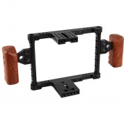 Camvate Camera Cage With Wooden Handles For Dslr & Mirrorless