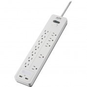 Apc 12-outlet Surge Protector With Usb Charging, 6', 120v, White