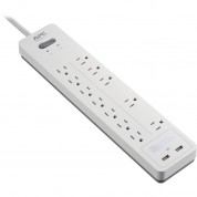 Apc 12-outlet Surge Protector With Usb Charging, 6', 120v, White