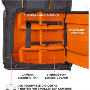 Usa Gear S17 Dslr Camera Backpack Black Orange Interior