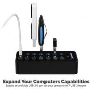 Sabrent 7-port Usb 3.0 Hub | High-speed Data Transfer