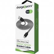 Chargeworx Braided Lightning Cable 3' Black