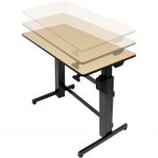 Ergotron Workfit-d Birch Wood Grain Desk