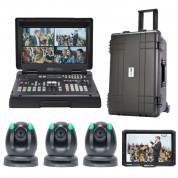 Datavideo Streaming Studio Kit: 4-ch Switcher, 3 Ptz Cameras, Monitor