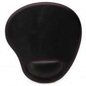 Londo Leather Oval Mouse Pad With Wrist Rest Black