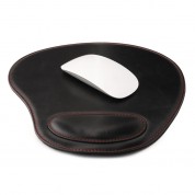 Londo Leather Oval Mouse Pad With Wrist Rest Black