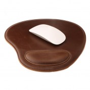 Londo Leather Oval Mouse Pad With Wrist Rest Dark Brown