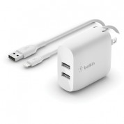 Belkin 24w Dual Usb-a Wall Charger With Lightning Cable