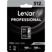 Lexar 512gb 1066x Uhs-i Sdxc Memory Card Silver Series