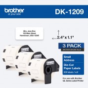 Brother Dk1209 Die-cut Paper Labels, White, 800 Labels, 3-pack