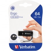 Verbatim 64gb Ergo Usb 2.0 Flash Drive Black