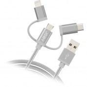 Joby 3-in-1 Charge & Sync Cable 3.9' Space Grey