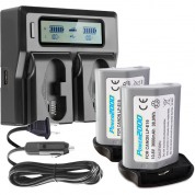 Power2000 2x Acd-445 Batteries Dual Bay Lcd Charger Canon Lp-e19