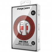 Chargeworx Flexknit Usb-c To Usb-a Cable (6ft, Red)