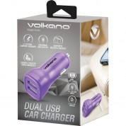 Volkano Voyage Dual Usb-a Car Charger Purple