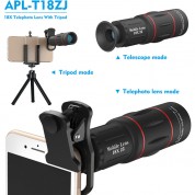 Apexel 18x Telephoto Lens With Tripod