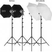 Gvm P80s Led 4-light Kit With Umbrellas Softboxes