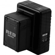 Red Compact Dual Battery Charger Gold Mount