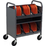 Bretford Cube Transport Cart With Caddies, Platinum