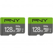 Pny 128gb Elite Uhs-i Microsdxc Card With Adapter (2-pack)