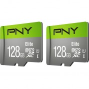 Pny 128gb Elite Uhs-i Microsdxc Card With Adapter (2-pack)