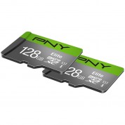 Pny 128gb Elite Uhs-i Microsdxc Card With Adapter (2-pack)