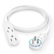 Maximm Cable 360° Rotating Flat Plug Extension Cord 3' White