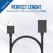 Sabrent Usb 2.0 Type-a Extension Cable 3' Black