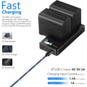 Neewer Np-f970 6600mah Battery Kit Usb Fast Charger