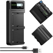 Neewer Np-f970 6600mah Battery Kit Usb Fast Charger