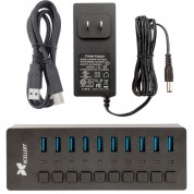 Xcellon Slim 10-port Usb 3.0 Hub | High-speed Connectivity