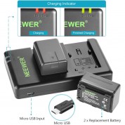 Neewer Vw-vbt190 1950mah Batteries & Dual Charger Set