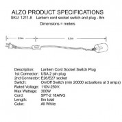 Alzo 24' Switched Cord For China Ball Lights