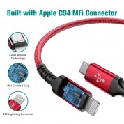 Tera Grand C94 Mfi Usb-c To Lightning Cable 6' Red