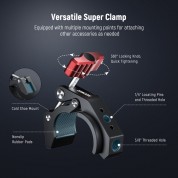 Neewer St81 Super Clamp With Cold Shoe - Red Knob