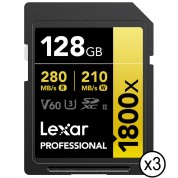 Lexar 128gb 1800x Uhs-ii Sdxc Memory Card 3-pack