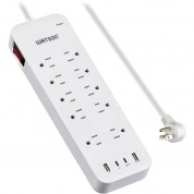 Watson 10-outlet Surge Protector With Usb, 2450 Joules, White