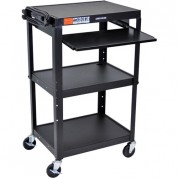 Luxor Adjustable Steel Utility Cart With Keyboard Tray Black