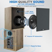 Pyle Active Bluetooth Bookshelf Speakers Wood Pair