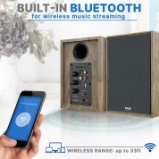 Pyle Active Bluetooth Bookshelf Speakers Wood Pair