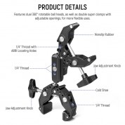 Neewer Ua036 Double Super Clamp For Photography Lighting