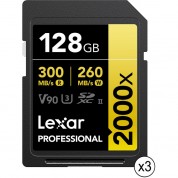 Lexar 128gb 2000x Uhs-ii Sdxc Memory Card 3-pack